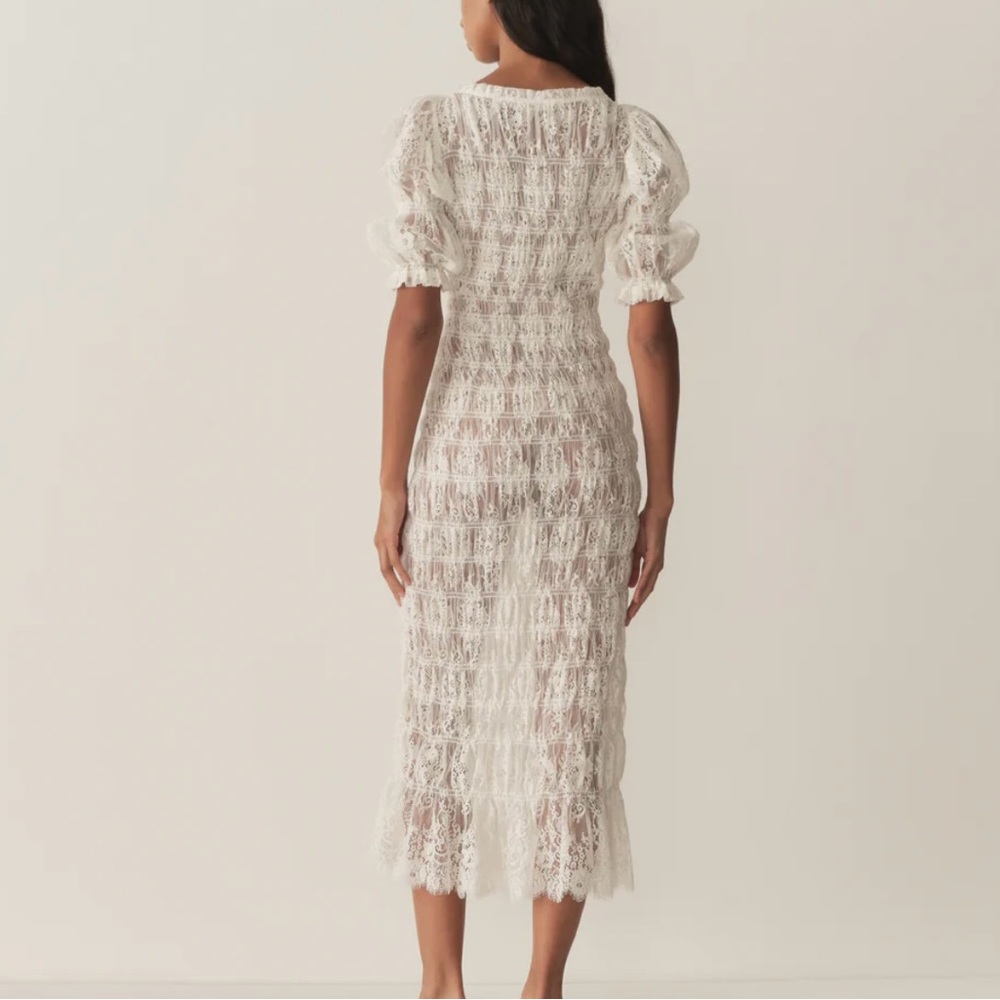 Doen Lace Raquella Dress NWT Salt (cream) Smocked Bodycon Cottagecore L